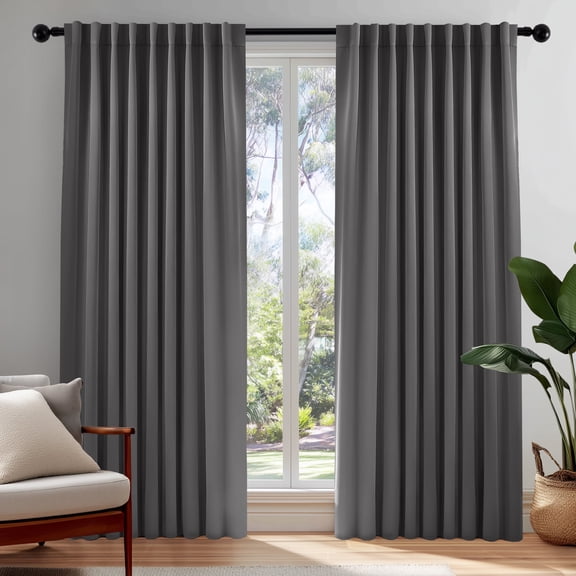 ZOPZO Blackout Curtains 2 Panels Thermal Insulated, Dark Gray, 70W x 84L Inch, Back Tab Drapes for Bedroom and Living Room