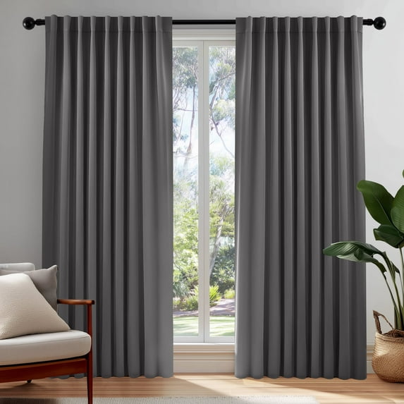 ZOPZO Blackout Curtains 2 Panels Thermal Insulated, Dark Gray, 70W x 95L Inch, Back Tab Drapes for Bedroom and Living Room