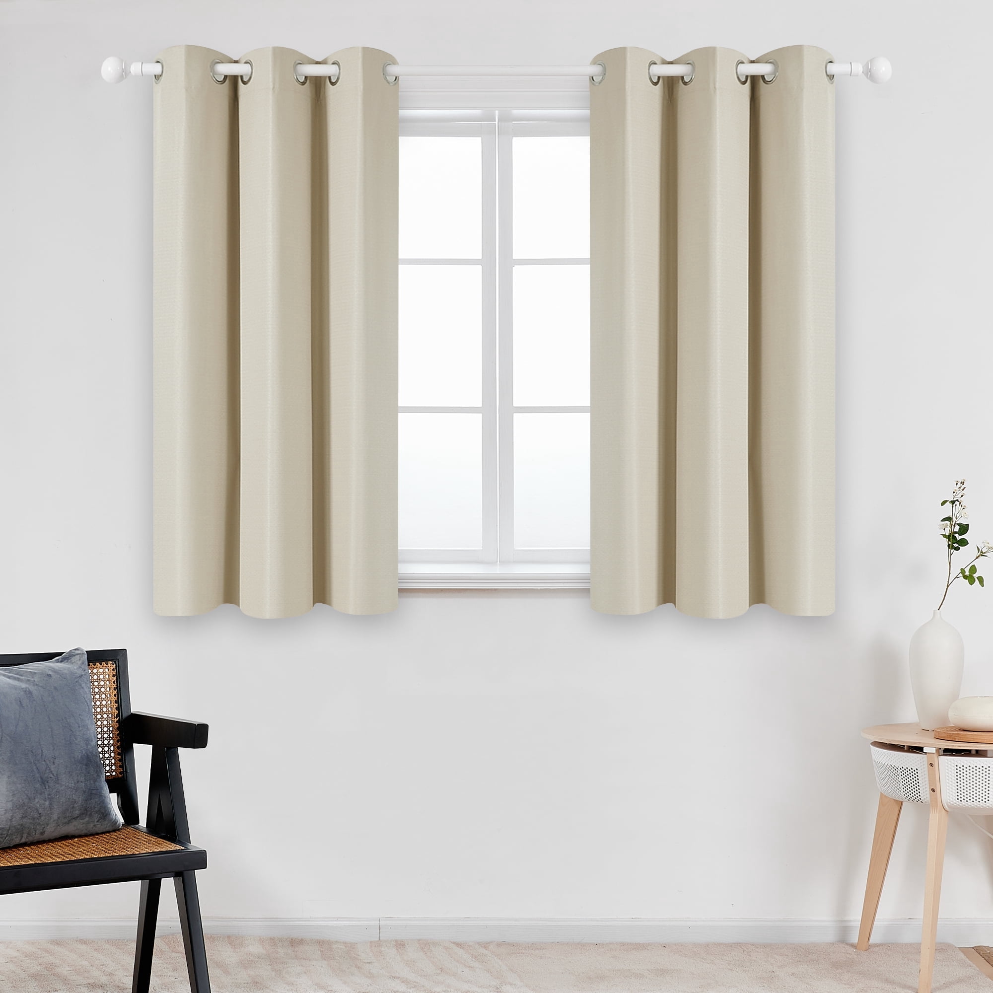 ZOPZO 100% Blackout Curtains Thermal Insulated, Beige, 42W x 63L Inch, Grommet Drapes Noise Reducing for Bedroom Living Room, 2 Panels
