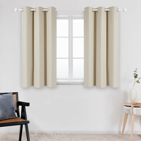 ZOPZO 100% Blackout Curtains Thermal Insulated, Beige, 42W x 63L Inch, Grommet Drapes Noise Reducing for Bedroom Living Room, 2 Panels