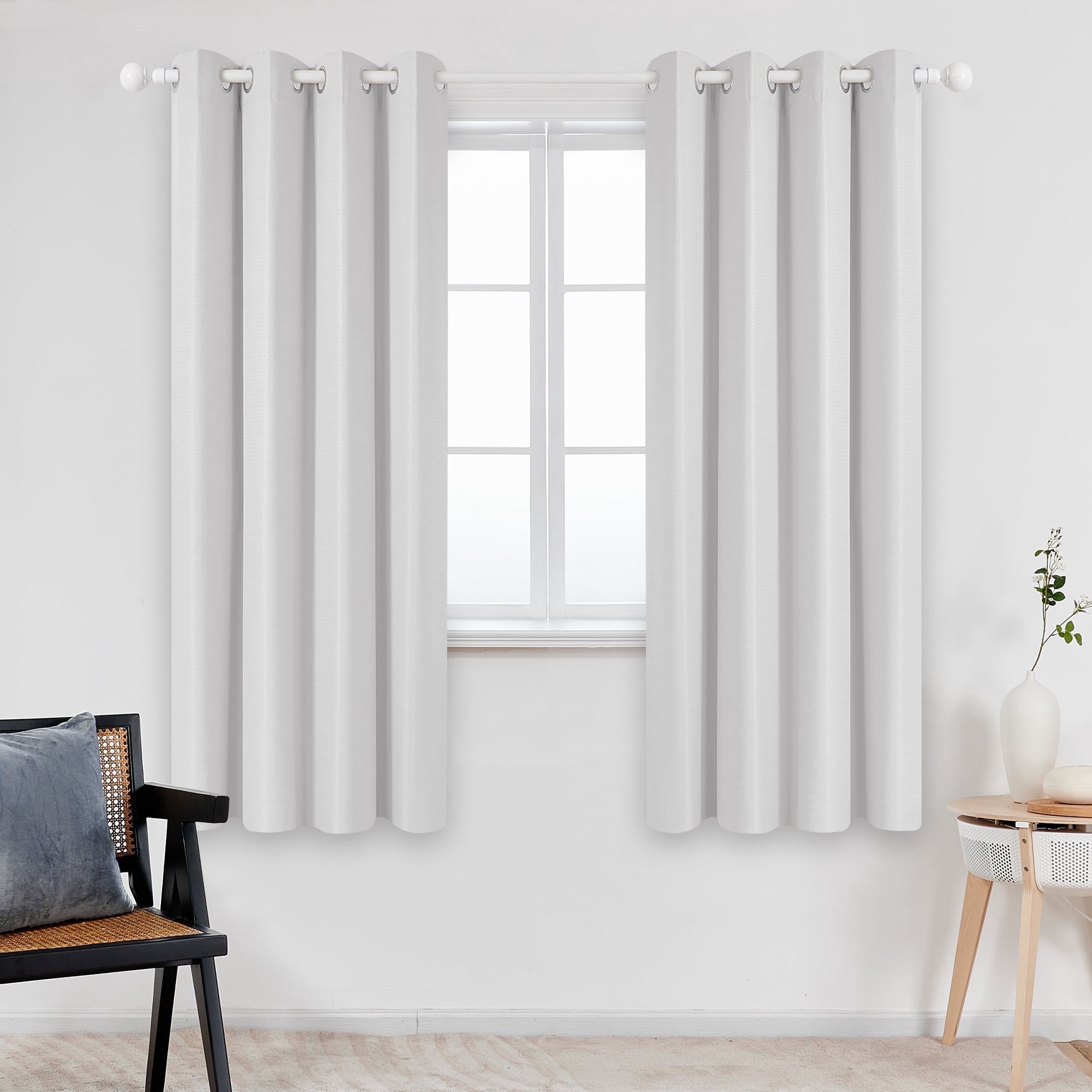 ZOPZO Thermal Insulated 100% Blackout Curtains, Cool White, 52W x 72L Inch, Energy Efficient Noise Reducing Drapes for Home Office, 2 Panels