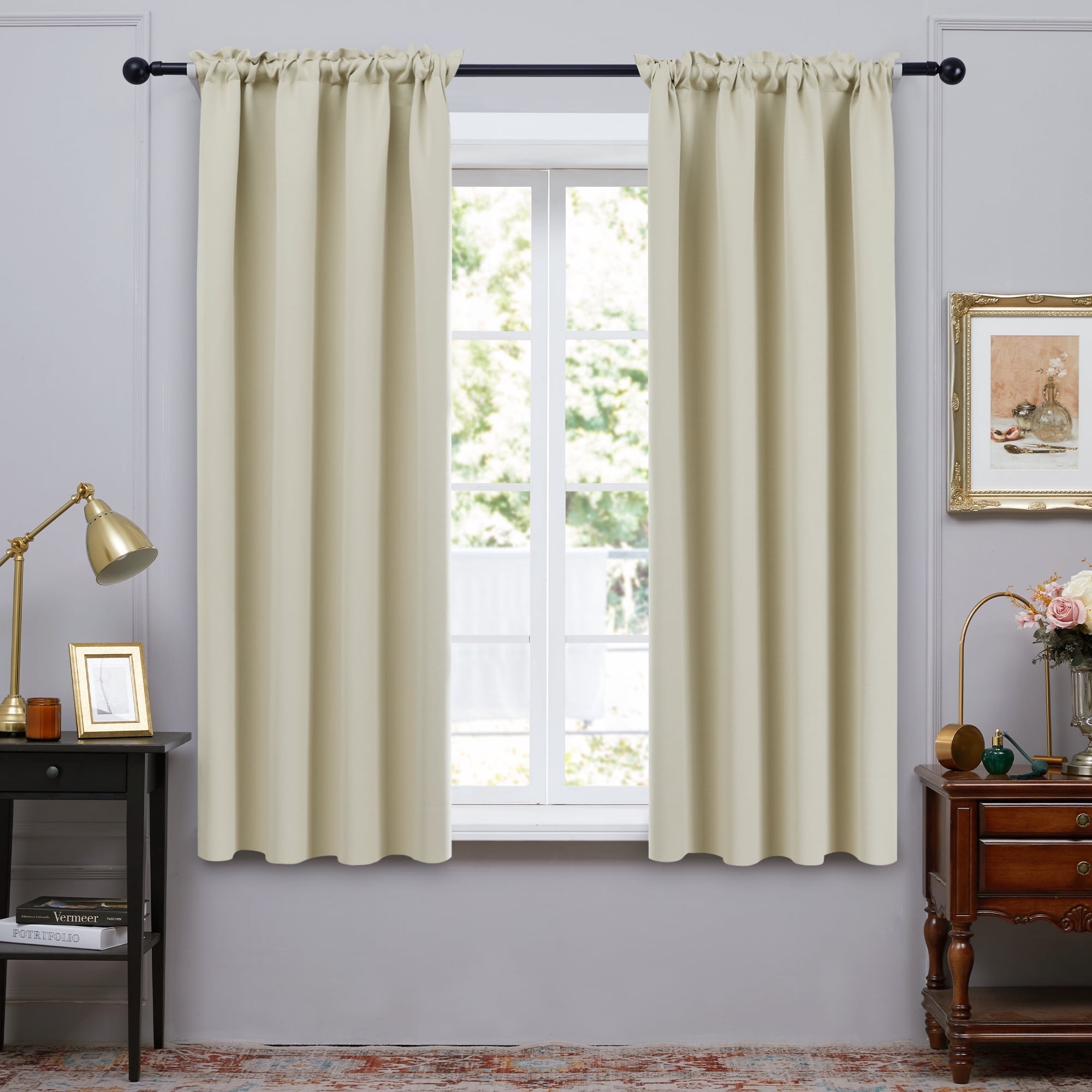 ZOPZO Blackout Curtains Thermal Insulated, Beige, 42W x 63L Inch, Window Drapes Room Darkening for Bedroom Living Room, 2 Panels