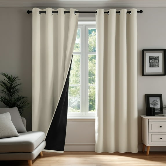 ZOPZO Blackout Curtains Thermal Insulated, Light Beige, 52W x 108L Inch, Noise Reducing Grommet Drapes for Bedroom and Living Room, 2 Panels