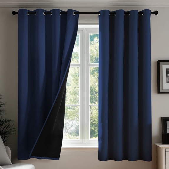 ZOPZO Blackout Curtains Thermal Insulated, Navy Blue, 52W x 63L Inch, Noise Reducing Grommet Drapes for Bedroom and Living Room, 2 Panels