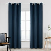 ZOPZO Faux Linen 100% Blackout Curtains, White, 52W x 63L Inch, 2 Panels，Thermal Insulated Drapes for Bedroom