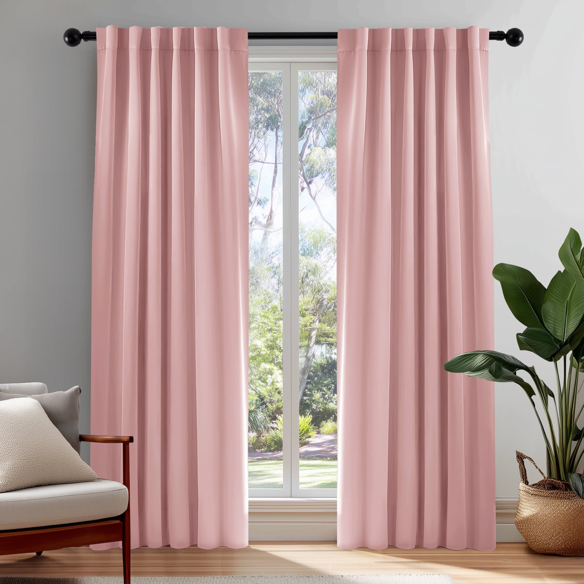 ZOPZO Blackout Curtains with Back Tab 2 Panels, Baby Pink, 42W x 84L Inch, Energy Saving Drapes for Home and Apartment