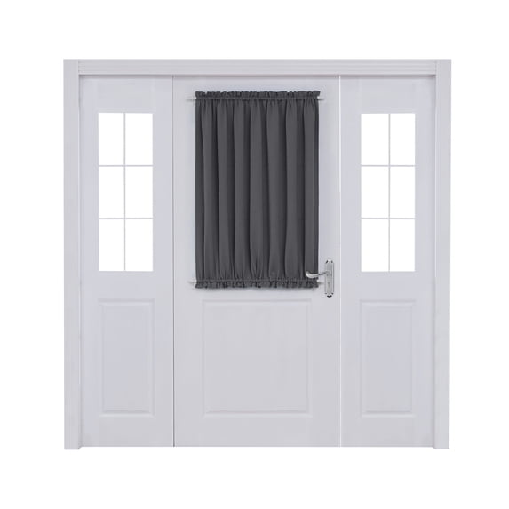 ZOPZO Blackout Door Curtain for Wide Glass Doors, Dual Rod Pocket Privacy Panel with Tieback, 54W x 40L Inch, Dark Gray, 1 Panel
