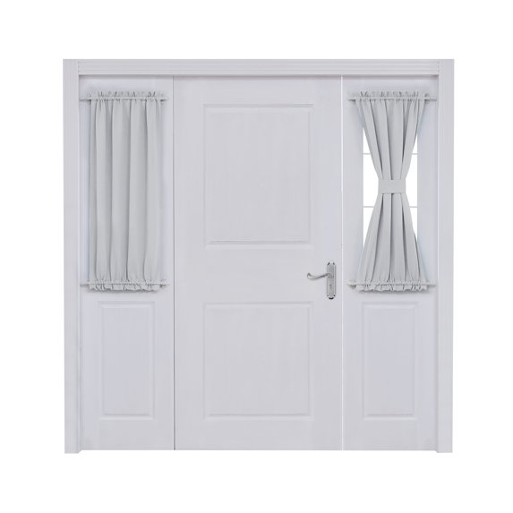 ZOPZO Blackout Door Curtain for Glass Doors, 1 Panel, Off White, 25W x 40L Inch, Thermal Insulated Privacy with Dual Rod Pockets, Adjustable Tieback
