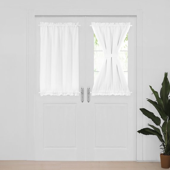 ZOPZO Blackout Door Curtain for Glass Doors, 1 Panel, White, 36W x 40L Inch, Thermal Insulated Privacy with Dual Rod Pockets & Adjustable Tieback
