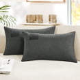 thumbnail image 1 of ZOPZO Boho Linen Throw Pillow Covers 2-Pack, Dark Gray, 12x20 Inch, Decorative Cushion Cases with Leather Tag, Pillowcase for Sofa Couch Bed, 1 of 8