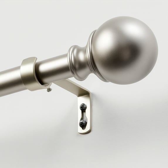 ZOPZO Curtain Rod Adjustable Window Drapery Pole with Ball Finial, Sliver, 30-48 Inch, Easy Install Curtain Rod with Brackets for Living Room
