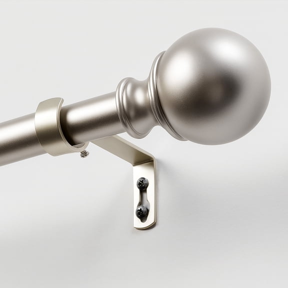 ZOPZO Curtain Rod Adjustable Window Drapery Pole with Ball Finial, Sliver, 66-120 Inch, Easy Install Curtain Rod with Brackets for Bedroom