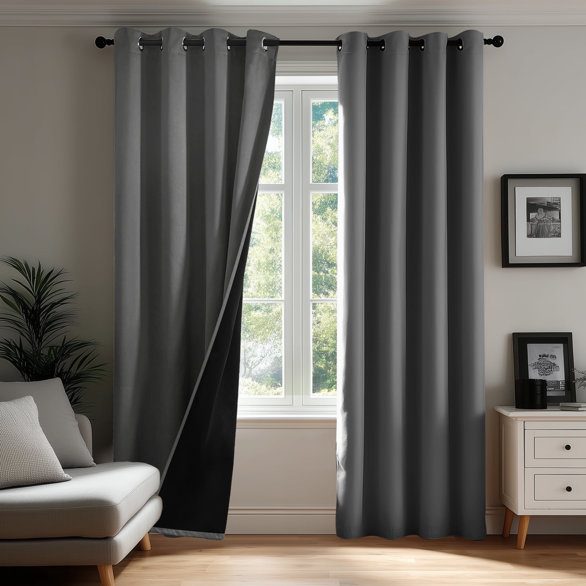 ZOPZO Energy Efficient Blackout Curtains, Dark Gray, 52W x 84L Inch, Thermal Insulated Room Darkening Drapes for Modern Home DEcor, 2 Panels