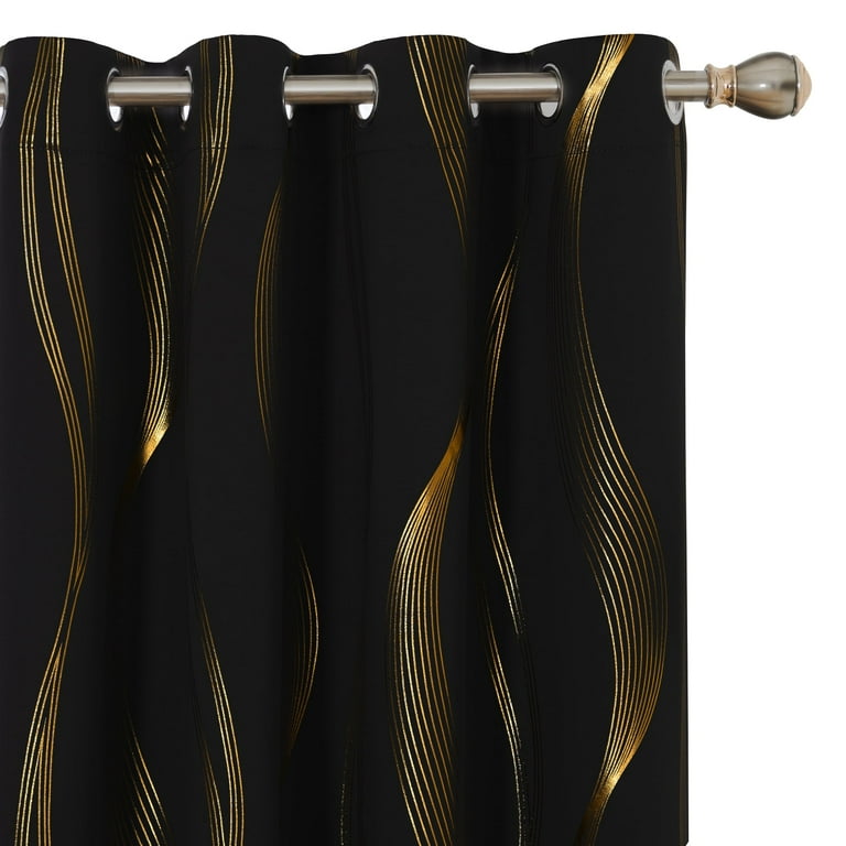 ZOPZO Blackout Curtains, Thermal Insulated, Black, 52W x 63L