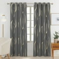 thumbnail image 1 of ZOPZO Golden Wave Print Blackout Curtains, Dark Gray, 52W x 63L Inch, Thermal Insulated, Room Darkening Drapes for Home and Office, 1 of 6