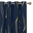 thumbnail image 1 of ZOPZO Blackout Curtains, Thermal Insulated, Navy Blue, 52W x 84L Inch, Room Darkening Drapes with Golden Wave Print for Bedroom Living Room, 1 of 6