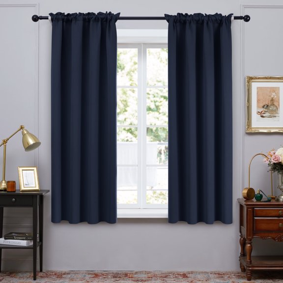 ZOPZO Blackout Window Curtains Thermal Insulated, Navy Blue, 42W x 45L Inch, Room Darkening Drapes for Living Room or Bedroom Use, Set of 2