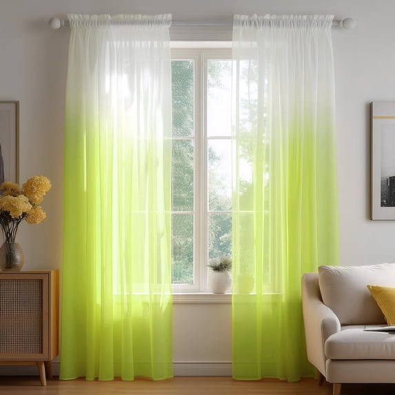 ZOPZO Ombre Semi Sheer Curtains for Bedroom Living Room, Teal, 52W x 63L Inch, Rod Pocket Window Drapes, Set of 2 Panels