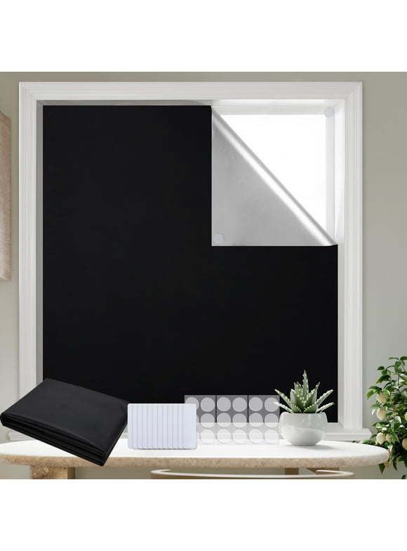 ZOPZO Portable Black Blackout Blinds Curtain 57Wx118L Velcro Curtain for Bedroom Baby's Room Cut to Any Size for Window