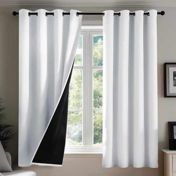 ZOPZO Room Darkening Blackout Curtains, Bright White, 52W x 63L Inch, Energy Saving Thermal Insulated Drapes for Bedroom and Nursery, Set of 2