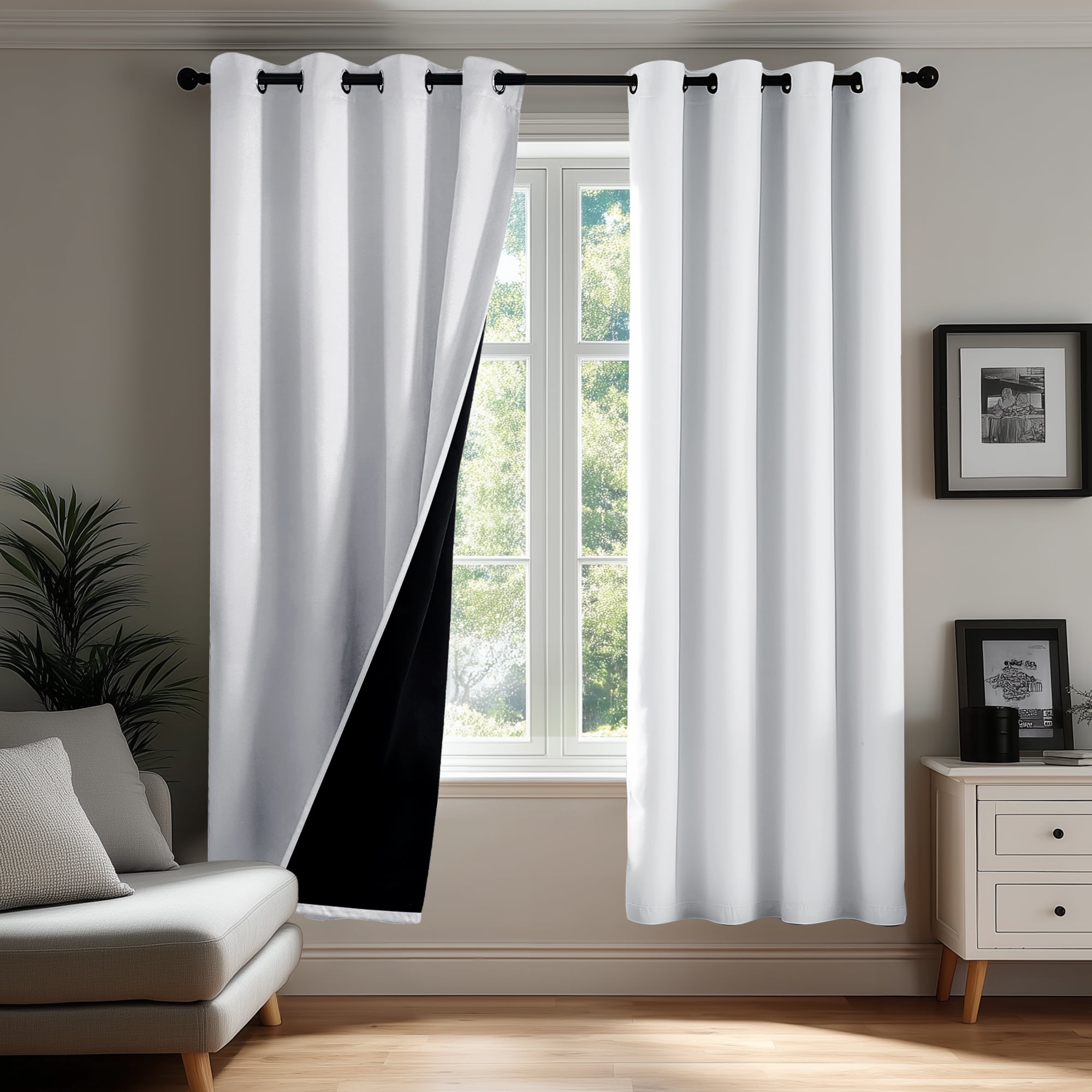 ZOPZO Room Darkening Blackout Curtains, Bright White, 52W x 72L Inch, Energy Saving Thermal Insulated Drapes for Bedroom and Nursery, Set of 2