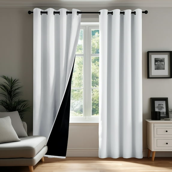 ZOPZO Room Darkening Blackout Curtains, Bright White, 52W x 84L Inch, Energy Saving Thermal Insulated Drapes for Bedroom and Nursery, Set of 2