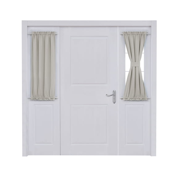 ZOPZO Room Darkening Blackout Door Curtain, Dual Rod Pocket Tieback Panel for Glass Doors, 25W x 40L Inch, Light Beige, 1 Panel