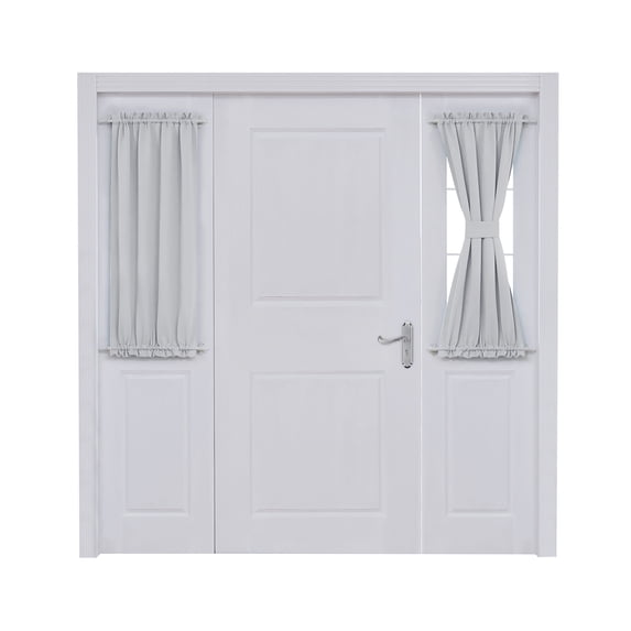 ZOPZO Room Darkening Blackout Door Curtain, Dual Rod Pocket Tieback Panel for Glass Doors, 25W x 40L Inch, Off White, 1 Panel