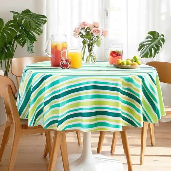 ZOPZO Round Waterproof Tablecloth for Dining Table, Bright Green, 60", for Dining Room, Kitchen or Party Table