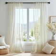 thumbnail image 1 of ZOPZO Sheer Voile Curtains for Bedroom, Beige, 52W x 84L Inch, Semi Transparent Rod Pocket Window Panels, Set of 2 Drapes, 1 of 7