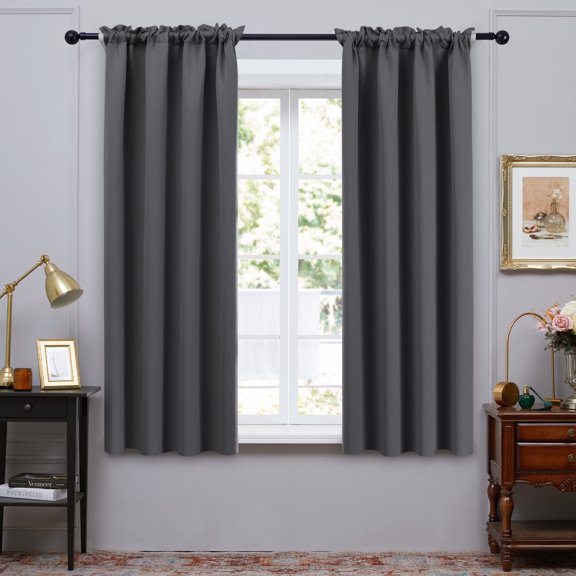 ZOPZO Blackout Curtains 2 Panels Thermal Insulated, Dark Gray, 42W x 63L Inch, Window Treatment Drapes for Living Room or Bedroom Decor