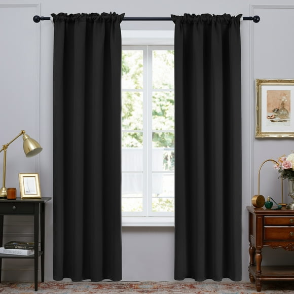 ZOPZO Solid Blackout Curtains Set of 2 Thermal Insulated Curtains for Living Room Window, 42 x 84 inch, Black