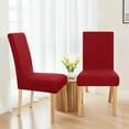 thumbnail image 1 of ZOPZO Stretch Knitted Chair Covers for Dining Room, Dark Red, 2 Pcs, Embossed Tree Bark Pattern Slipcovers Protector, 1 of 7