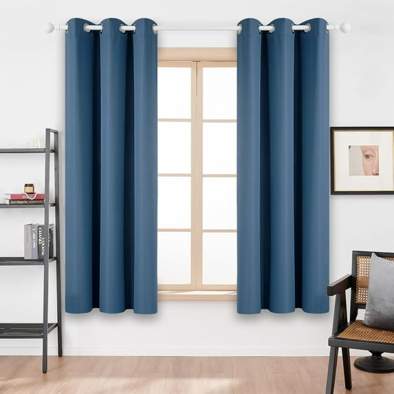 ZOPZO Thermal Insulated 100% Blackout Curtains, Blue, 38W x 45L Inch, Energy Efficient Noise Reducing Drapes for Home Office, 2 Panels