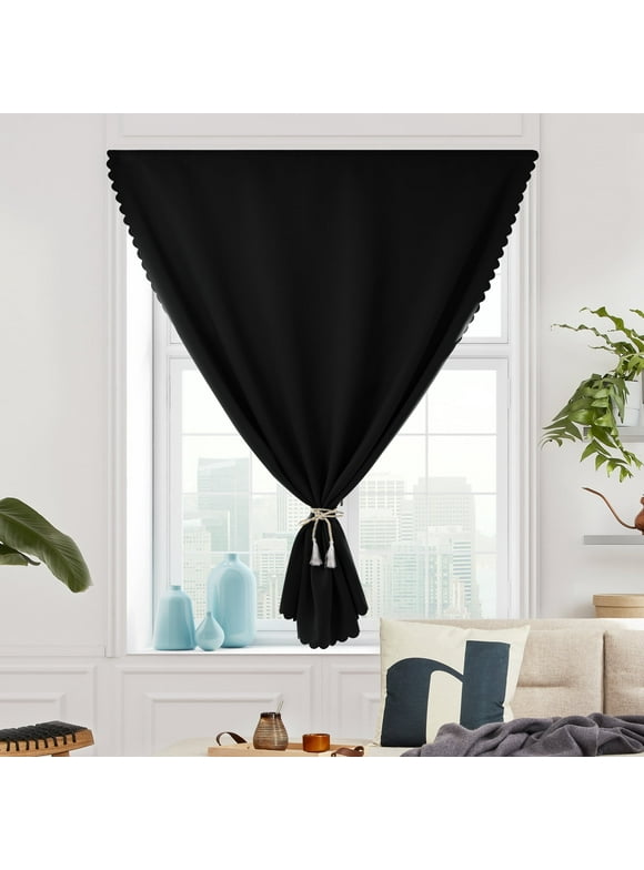 ZOPZO Velcro Thermal Insulated Blackout Curtains Easy Install for Bedroom, 35x51, Black
