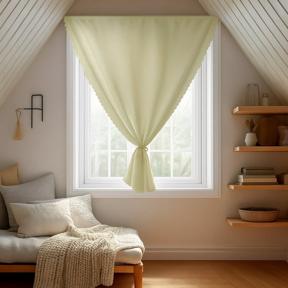 ZOPZO Blackout Curtains with Hook-and-Loop, Beige, 35W x 51L Inch, Easy Install for Kitchen and Bedroom Windows