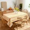 thumbnail image 1 of ZOPZO Waterproof Rectangle Tablecloth, Orange-Yellow, 60W x 120L Inch, for Dining Room, Kitchen or Party Table, Striped Design, 1 of 9