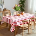 thumbnail image 1 of ZOPZO Waterproof Rectangle Tablecloth, Pink, 60W x 102L Inch, for Dining Room, Kitchen or Party Table, Striped Design, 1 of 9