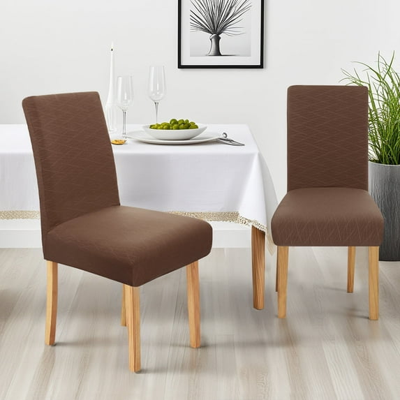 ZOPZO Wave Pattern Chair Covers for Dining Room, Chocolate, 6 Pack, Stretch Chair Covers for Kitchen or Banquet Chairs