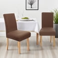 thumbnail image 1 of ZOPZO Wave Pattern Chair Covers for Dining Room, Chocolate, 6 Pack, Stretch Chair Covers for Kitchen or Banquet Chairs, 1 of 7