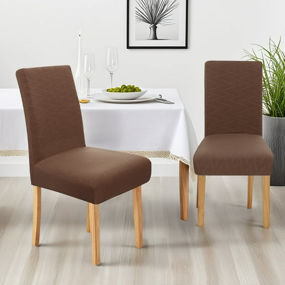 ZOPZO Wave Pattern Chair Covers for Dining Room, Chocolate, Set of 4, Stretch Chair Covers for Kitchen or Banquet Chairs