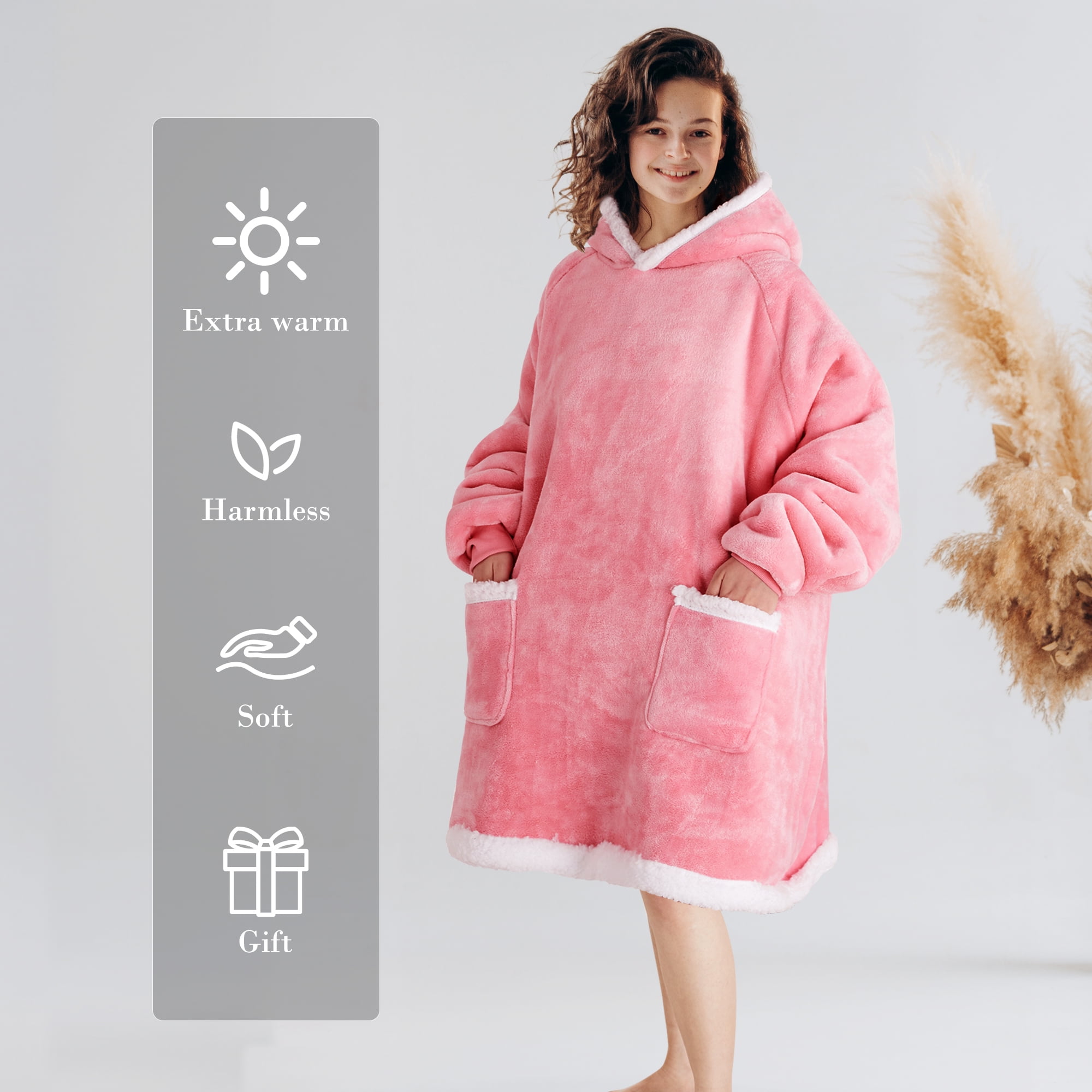 ZOPZO Wearable Hoodie Blanket, Sweatshirt Blanket for Adults and Kids