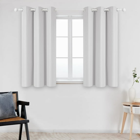 ZOPZO 100% Blackout Curtains Thermal Insulated, White, 42W x 45L Inch, Grommet Drapes Noise Reducing for Bedroom Living Room, 2 Panels