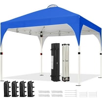 ZOPan 10x10 Pop Up Canopy Tent with Vent, Easy Set Up Tent, Instant Sun Shelter Canopy with Wheeled Bag, 4 Sandbags, 12 Stakes & 4 Ropes, for Parties, Beach, Outdoor, Blue