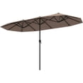 thumbnail image 1 of ZOPan 13 FT Large Patio Umbrella, Outdoor Double-Sided Table Market Umbrella w/Crank Handle, 12 Heavy-Duty Ribs, Sun-Protective Rectangular Twin Parasol for Garden Deck Lawn Poolside (Tan), 1 of 11
