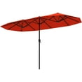 thumbnail image 1 of ZOPan 13 FT Large Patio Umbrella, Outdoor Double-Sided Table Market Umbrella w/Crank Handle, 12 Heavy-Duty Ribs, Sun-Protective Rectangular Twin Parasol for Garden Deck Lawn Poolside (Orange), 1 of 11