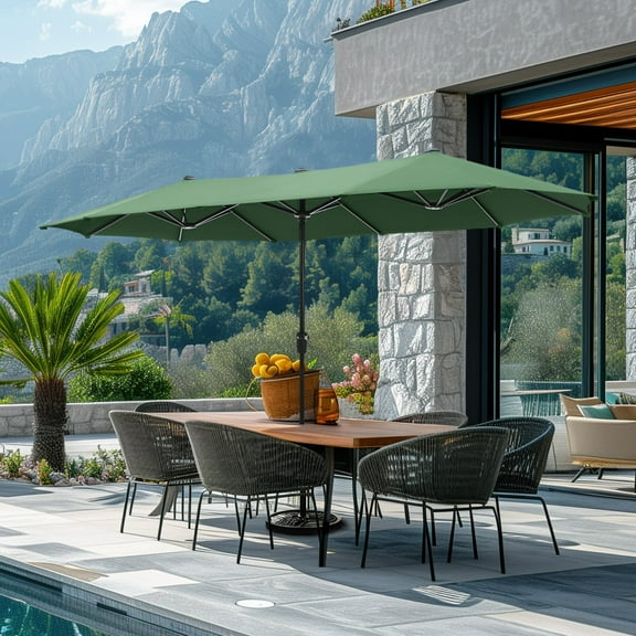 ZOPan 13ft Outdoor Large Market Umbrella Double-Sided Patio Umbrella w/ Crank Handle,Mint green