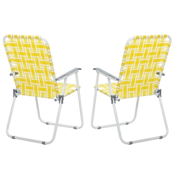 ZOPan 2 Pack Folding Web Chair Beach Chair Lawn Patio Webbed Strap Furniture,Yellow