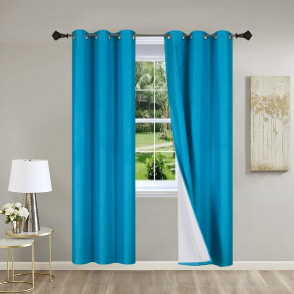 ZOPan 2-Piece Heavy-Duty Insulated Foam-Lined Blackout Curtain Panels – Thick Grommet Window Curtains for Light Blocking, Noise Reduction & Temperature Control, Aqua Turquoise-63" SHORT