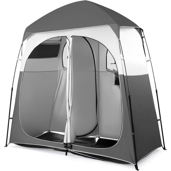 ZOPan 2 Room Shower Tent, 7.5 FT Instant Pop Up Shelter with Carrying Bag, Privacy Changing Room Tent,Perfect for Portable Toilet, Camping, Dressing, Outdoor Indoor, Easy Set Up